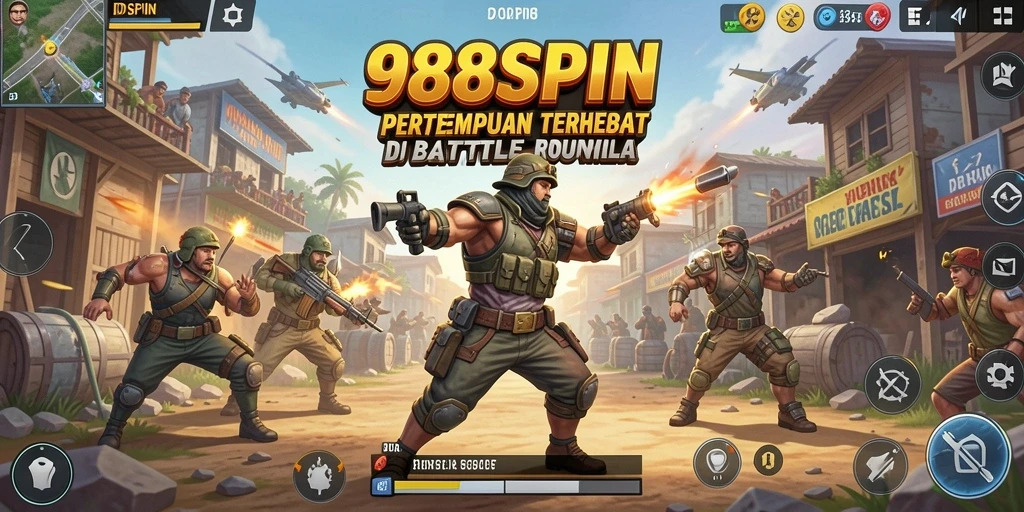 Screenshot gameplay 988SPIN yang penuh aksi Battle Royale.
