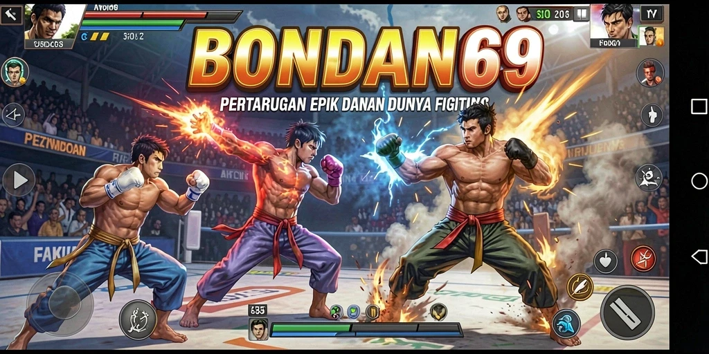 Screenshot gameplay BONDAN69 menunjukkan pertarungan seru dan karakter yang unik.