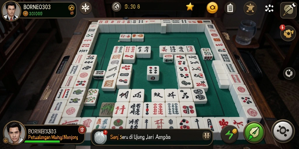 Tangkapan layar utama menunjukkan gameplay seru Mahjong dalam BORNEO303.