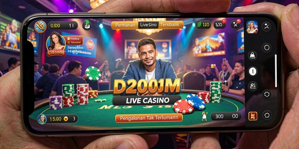 Tampilan gameplay Live Casino yang menegangkan di D200M.