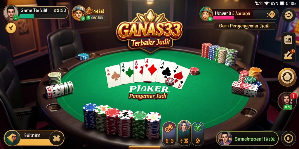 Tampilan screenshot GANAS33 dengan gameplay Poker yang intens.