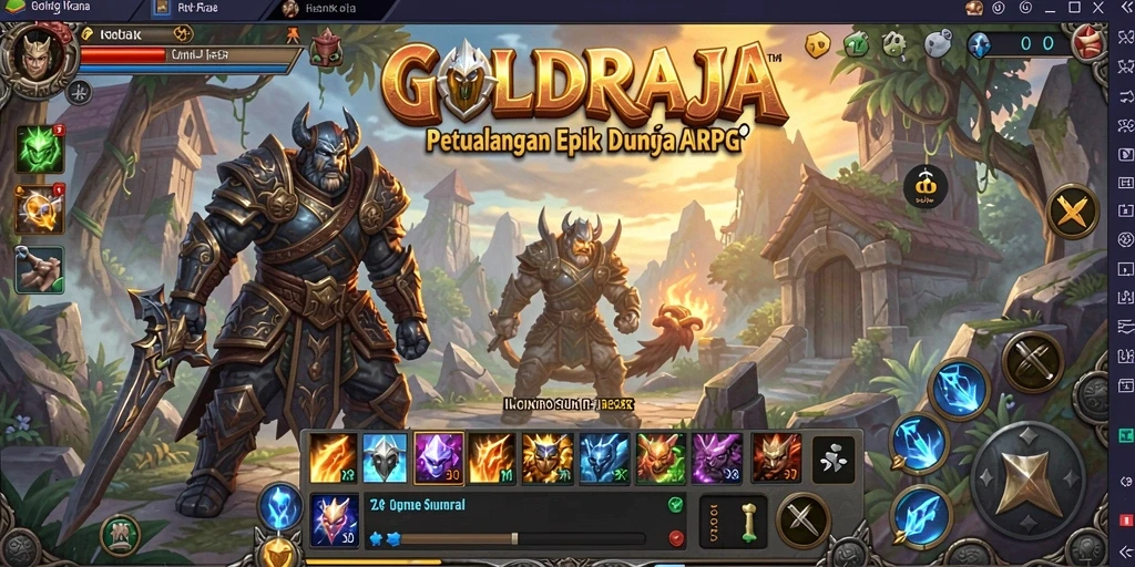 Tampilkan gameplay menarik dalam dunia fantasi <strong>GOLDRAJA</strong>.