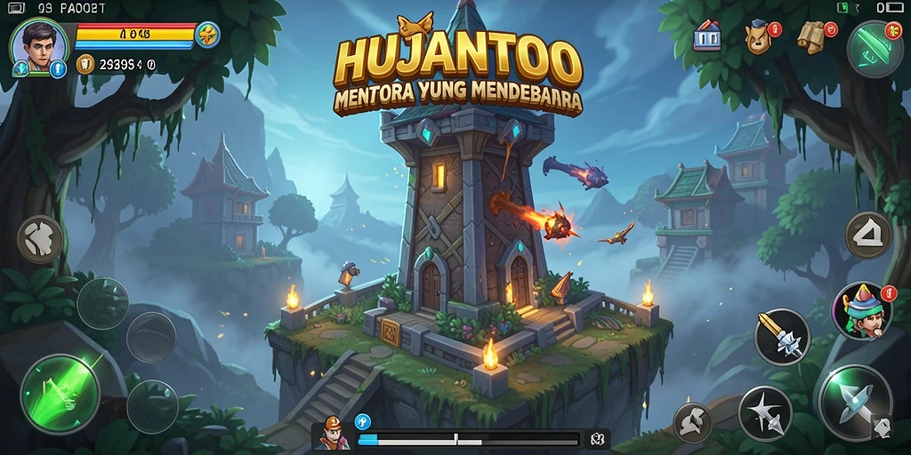 Gameplay HUJANTOTO yang menarik dengan menara dan musuh beragam.