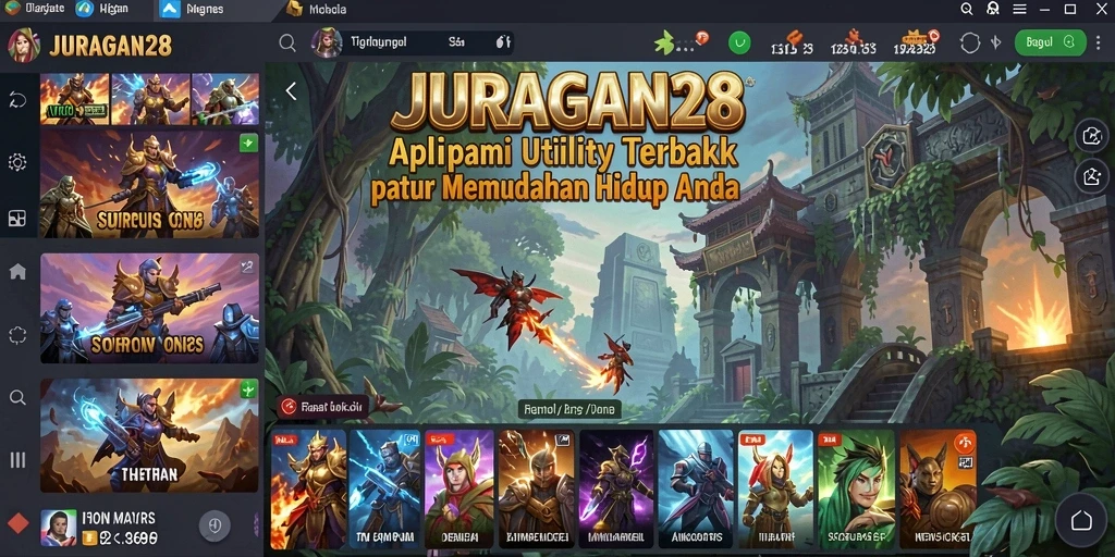 Tampilan utama JURAGAN28 menampilkan berbagai fitur Utility yang bermanfaat.