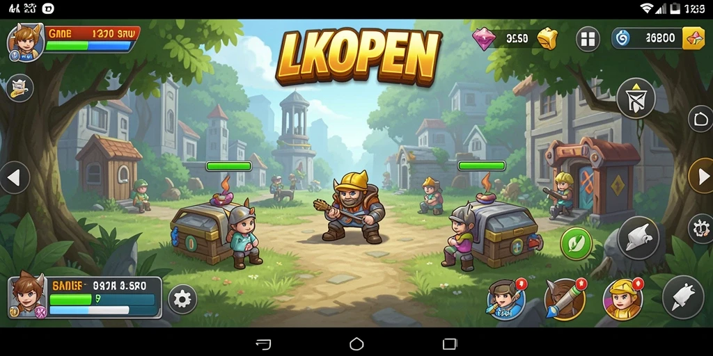 Screenshot gameplay LKOPEN dengan karakter dan aktivitas menarik.