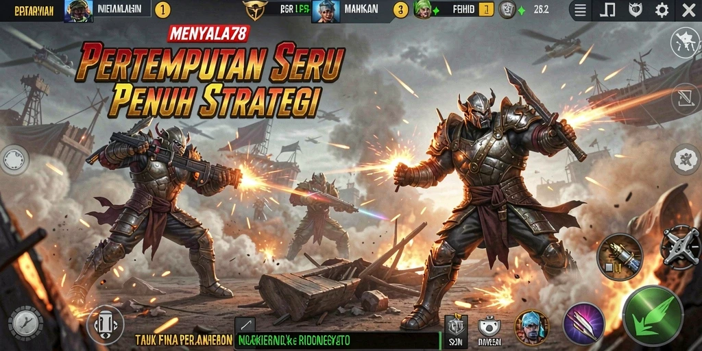 Screenshot MENYALA78 menunjukkan aksi pertempuran mendebarkan di medan perang.
