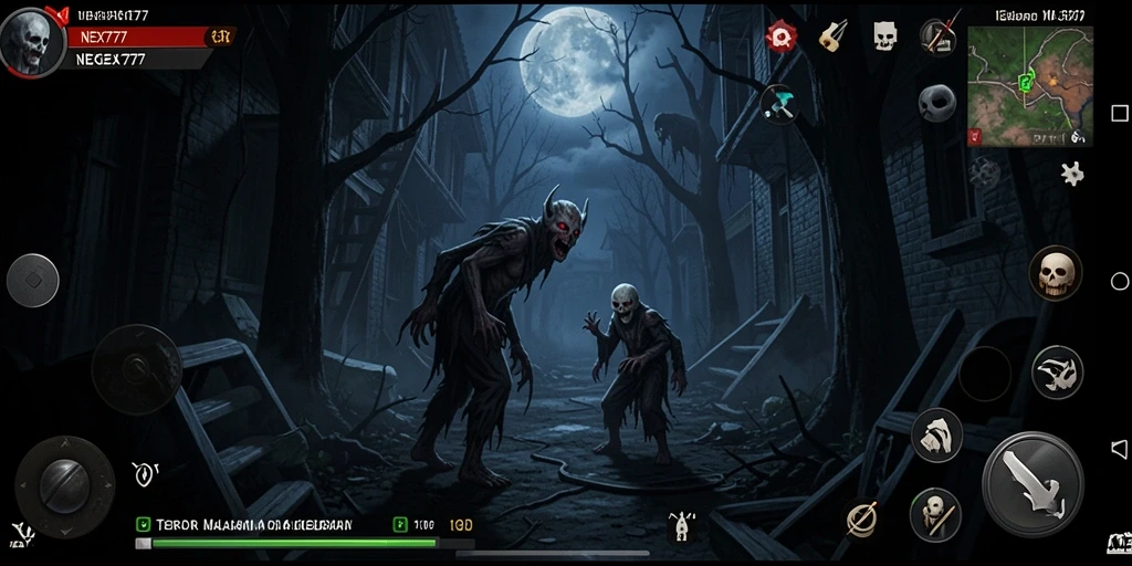 Screenshot NEX777 menampilkan gameplay seram dan menegangkan.