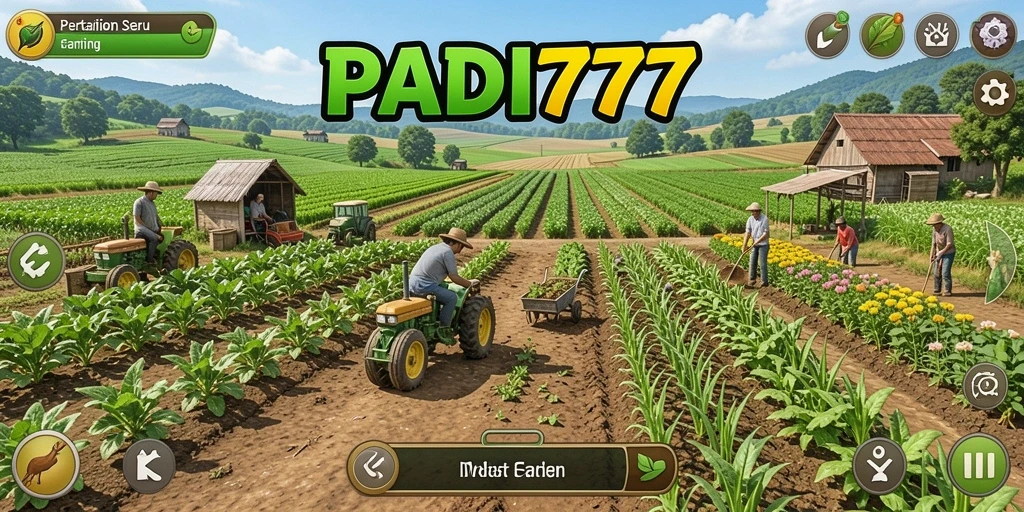 Tampilan gameplay PADI777 yang menampilkan aktivitas bertani yang seru.