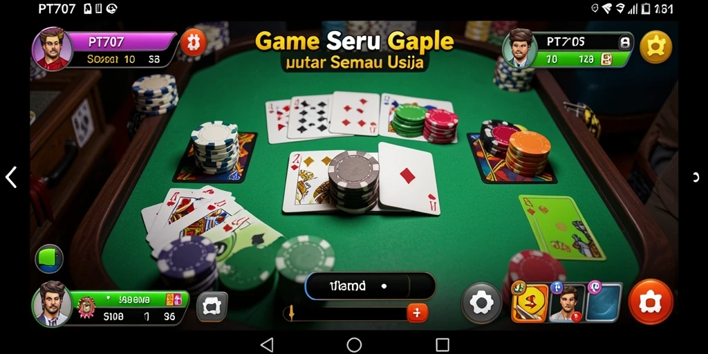 Screenshot PT707 menampilkan gameplay Gaple yang seru dan interaktif.