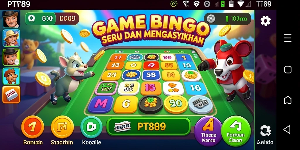 Tampilan utama gameplay Bingo di PT89 yang penuh warna.