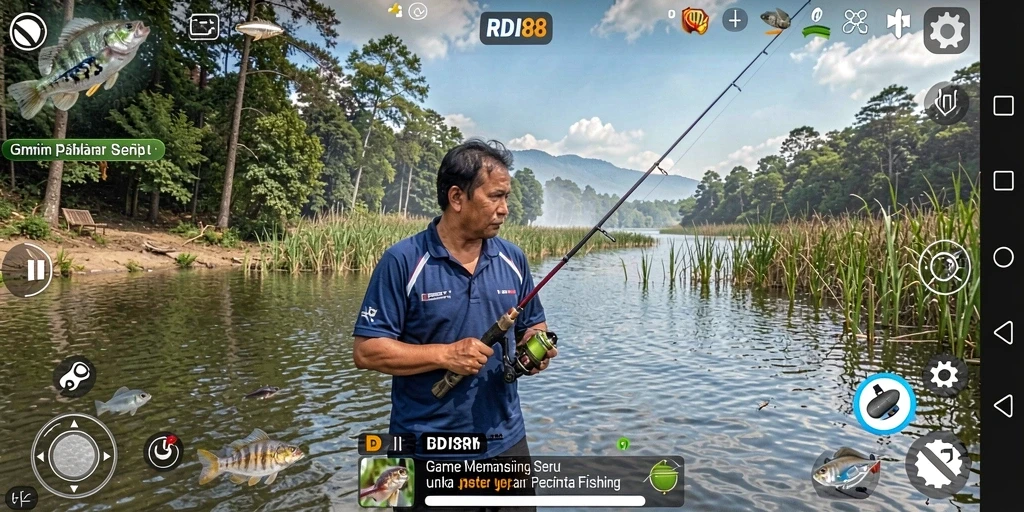 Screenshot gameplay RDI88 dengan tampilan memancing yang menawan.