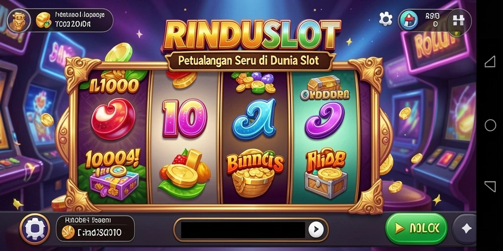 Tampilan gameplay RINDUSLOT yang penuh warna dan dinamis.