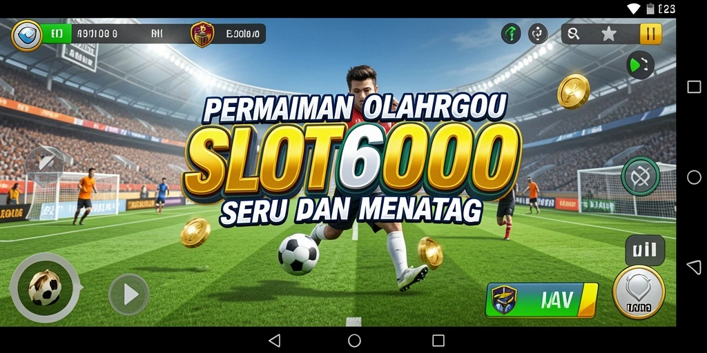 Screenshot utama dari SLOT6000 menampilkan aksinya dalam pertandingan olahraga.
