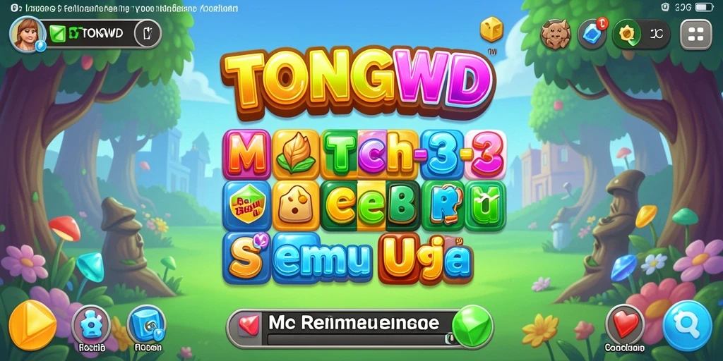 Screenshot gameplay TONGWD dengan aksi Match-3 yang seru.