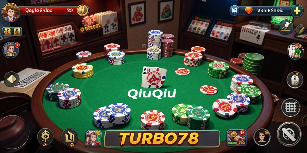 Screenshot menunjukkan pemain asyik bermain QiuQiu di TURBO78.